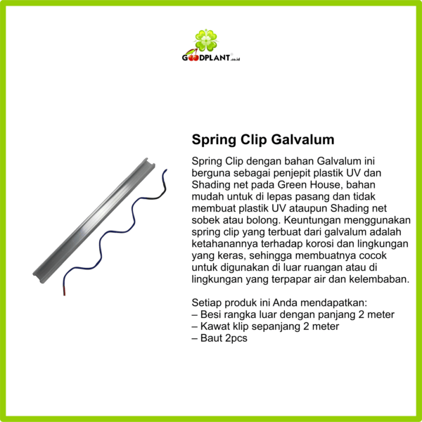 Spring Clip Galvalum 2m - GOODPLANT | Toko dan Kebun Hidroponik | 0822 2727 3232